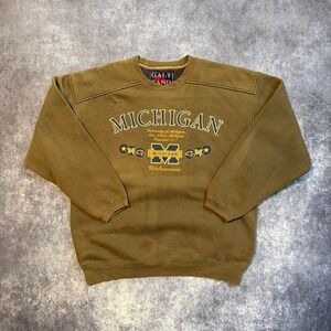 Vintage Michigan Wolverines Sweatshirt Mens Large Brown Galt Sand Crewneck NCAA